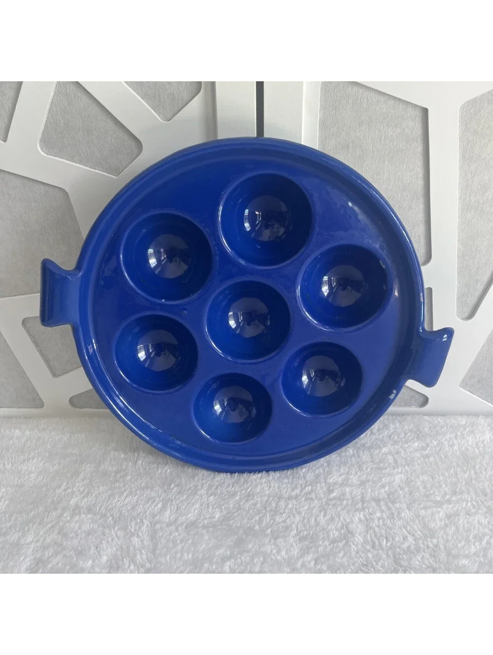 RARE VINTAGE MCM! Copco Denmark Blue Enamel Michael Lax Aebleskiver Pan